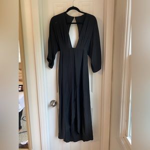 Reformation stunning deep v silk-blend midi / maxi dress